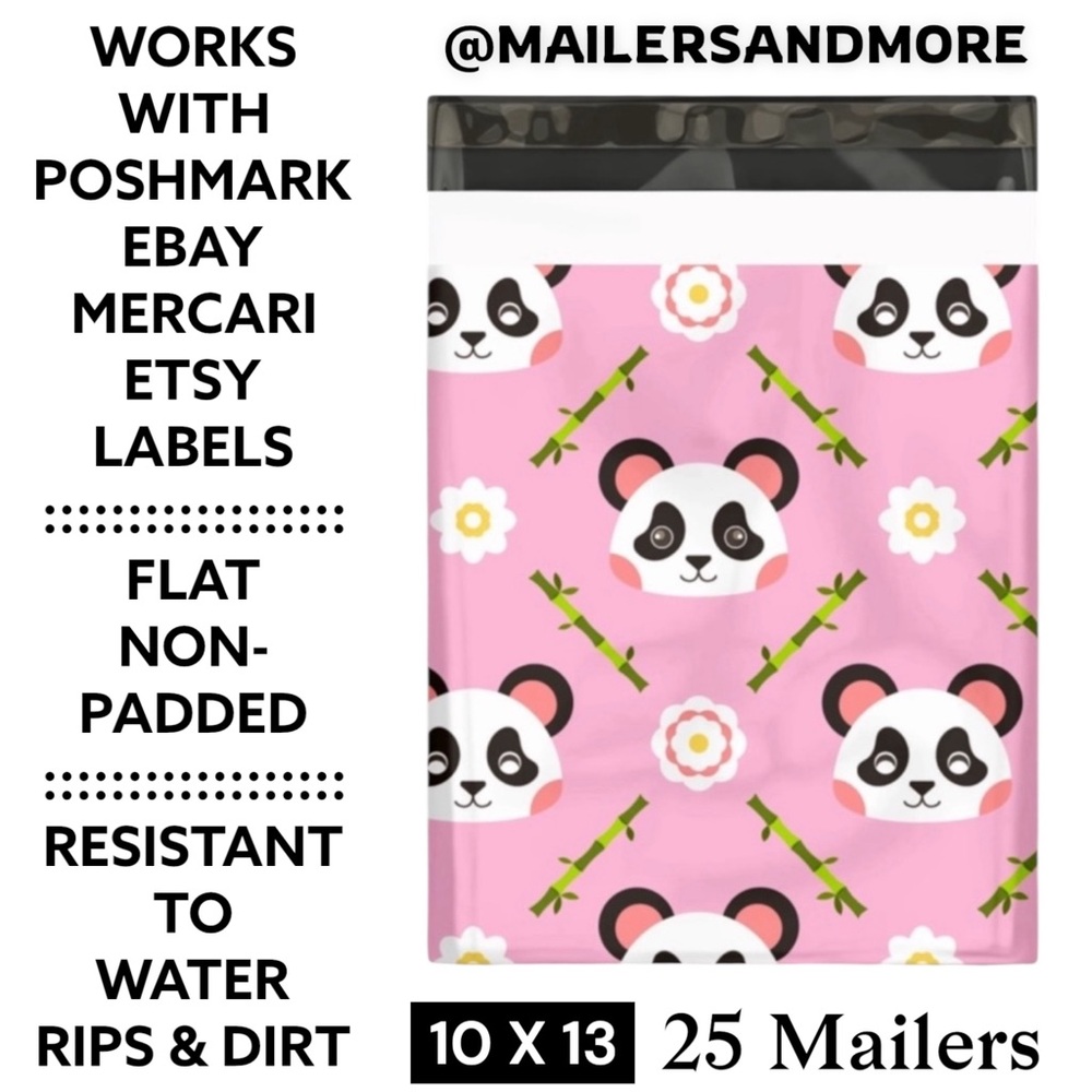 25 10X13 Poly Mailers, Pink Panda, Shipping Envelopes, PRICE IS FIRM - Picture 3 of 7
